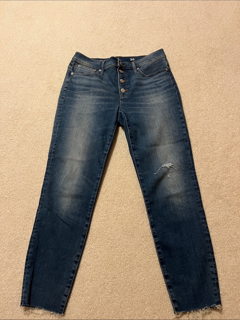 J. Crew Dark Blue High-Rise Straight-Leg Button-Fly Jeans